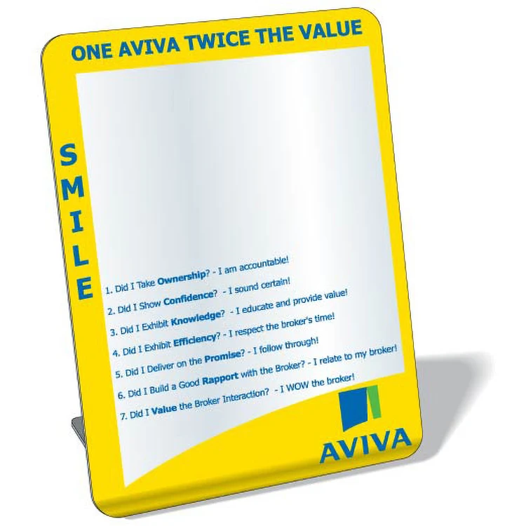 Free-Standing Acrylic Plastic Mirror, 6"x8" Rectangle, Spot Colours 1