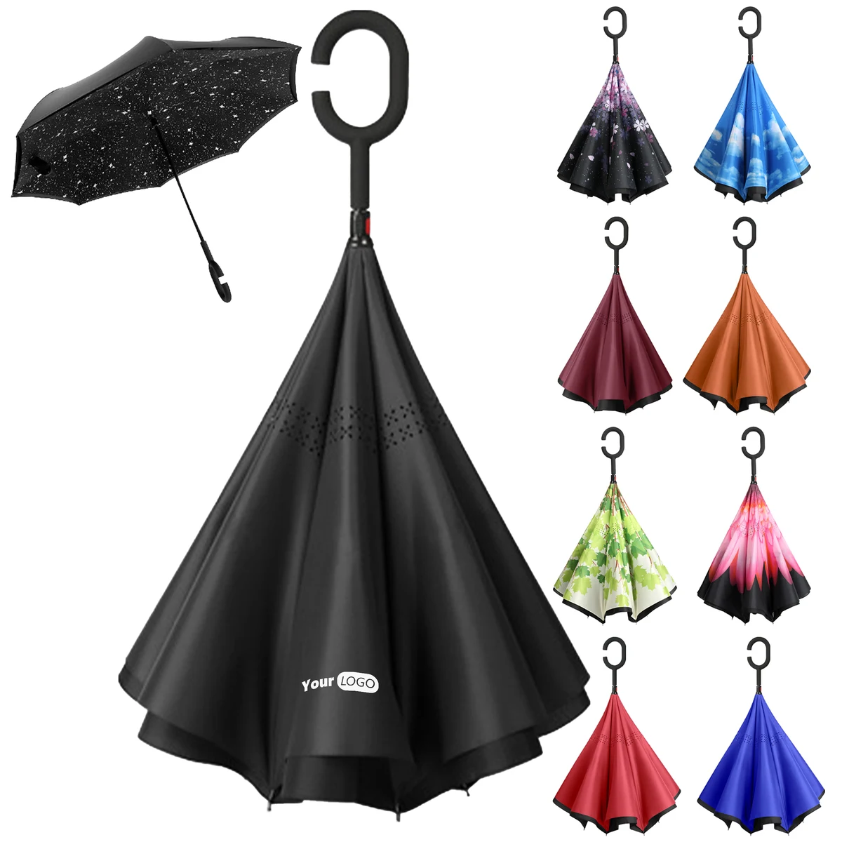 Impact Cloth No Need To Hold Double-Layer Manual Umbrella 1