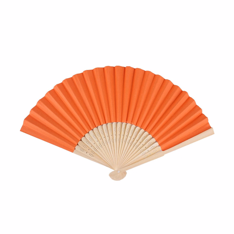 Traditional Style Folding Paper Fan With Bamboo Handle
