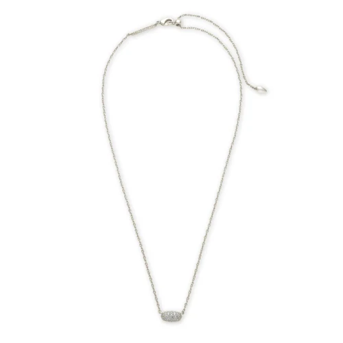 Kendra Scott Grayson Silver Pendant Necklace in White Crystal 1
