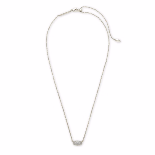 Kendra Scott Grayson Silver Pendant Necklace in White Crystal