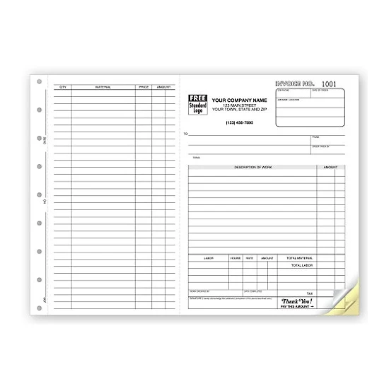 Work Orders, Side-Stub, Carbonless, Large 1
