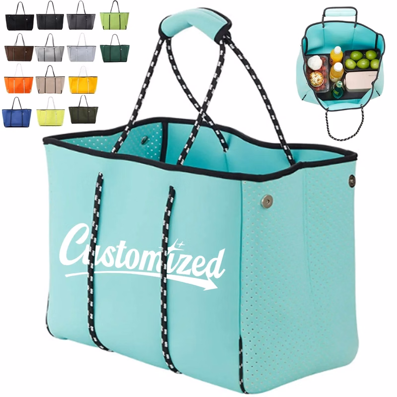 Large Neoprene Beach Tote Bag Rope Handles