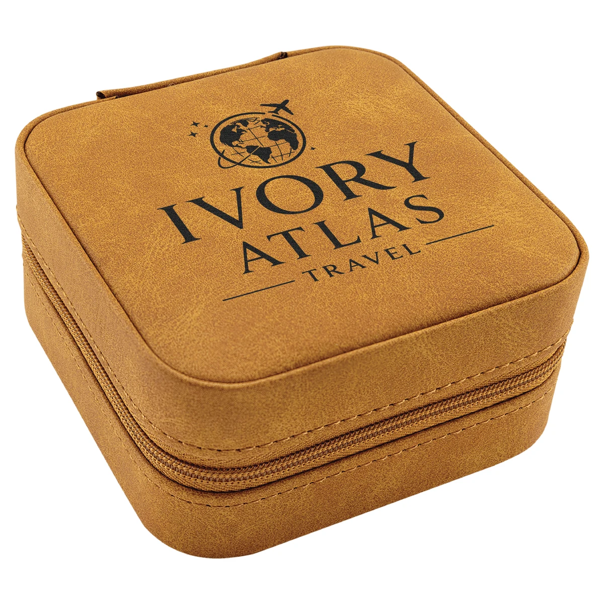 Creekside Light Brown Leatherette Travel Jewelry Box 1