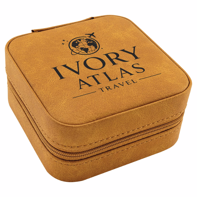 Creekside Light Brown Leatherette Travel Jewelry Box