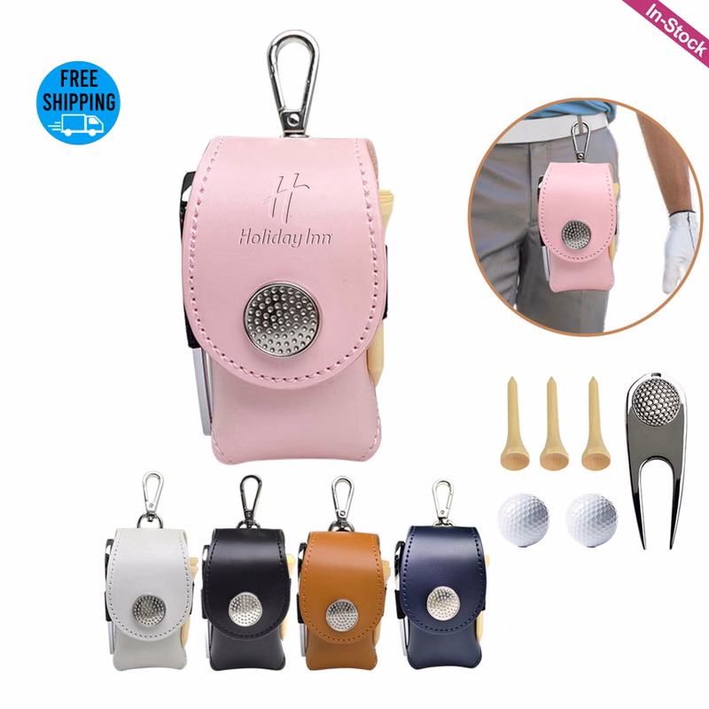 Premium PU Leather Golf Ball Holder Waist Belt Bag Sets