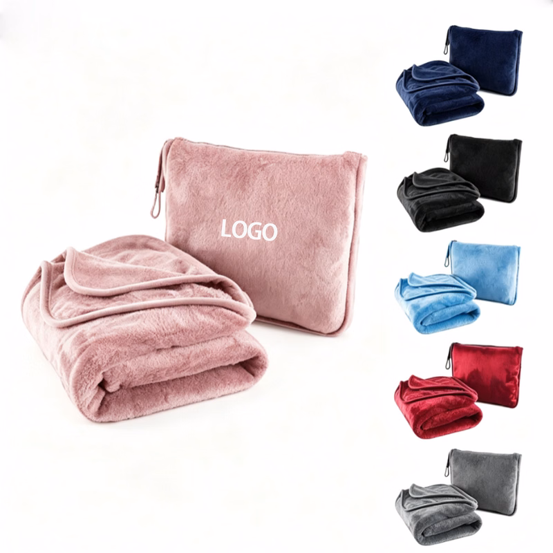 Custom Foldable Microfleece Travel Blanket