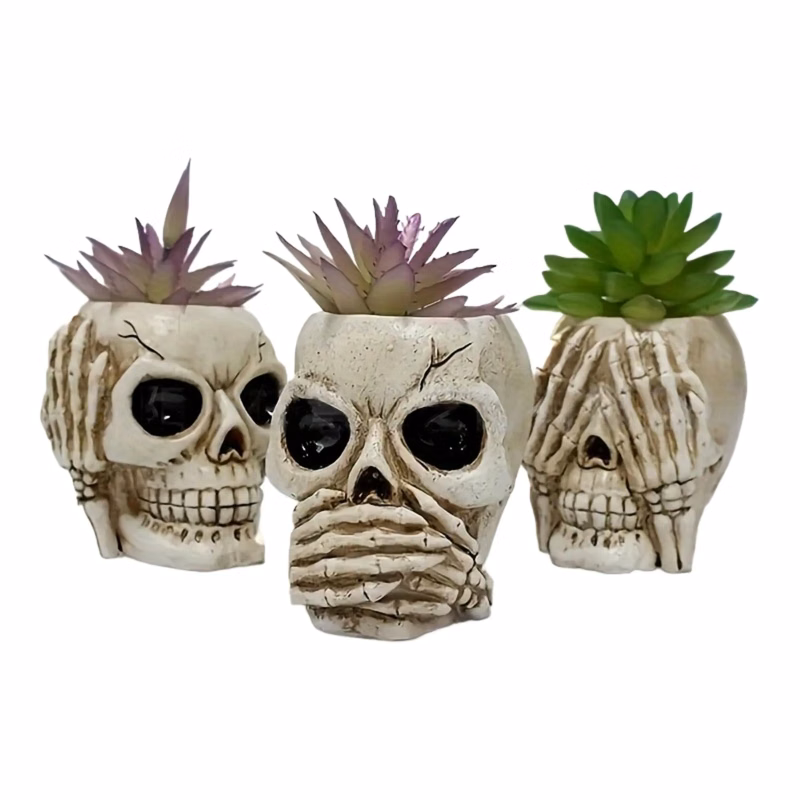 Skull Halloween Planter Flowerpot