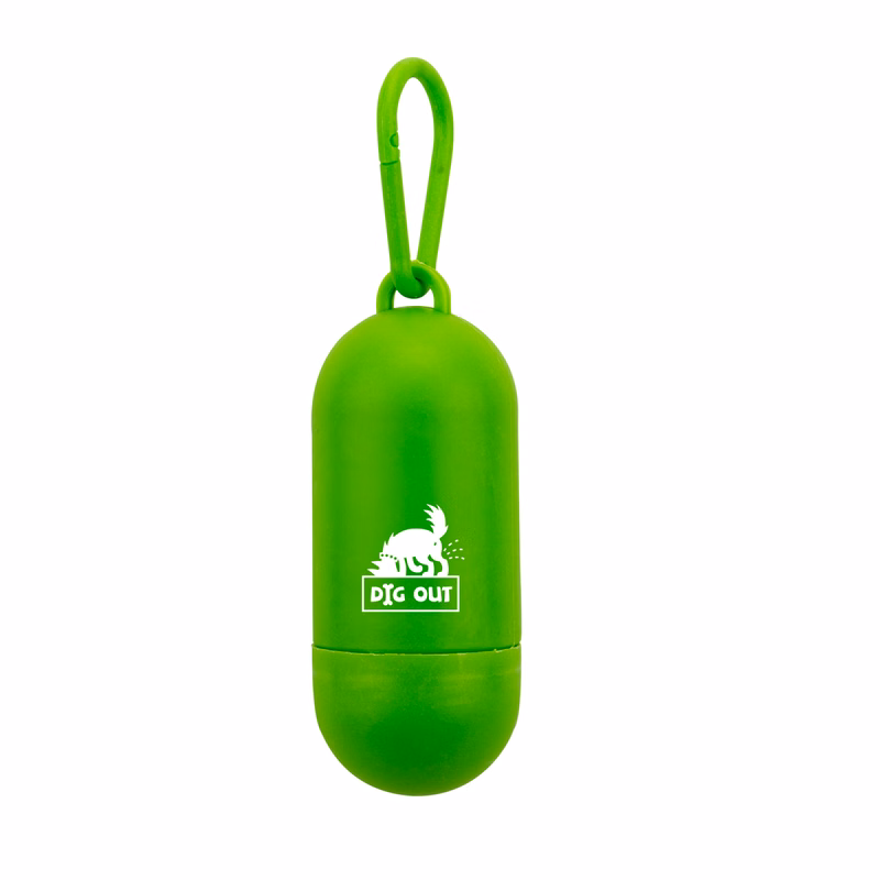 Bandoggies Pill Shaped Poop Bag Holder with Starter Bags w/ 1-color Print
