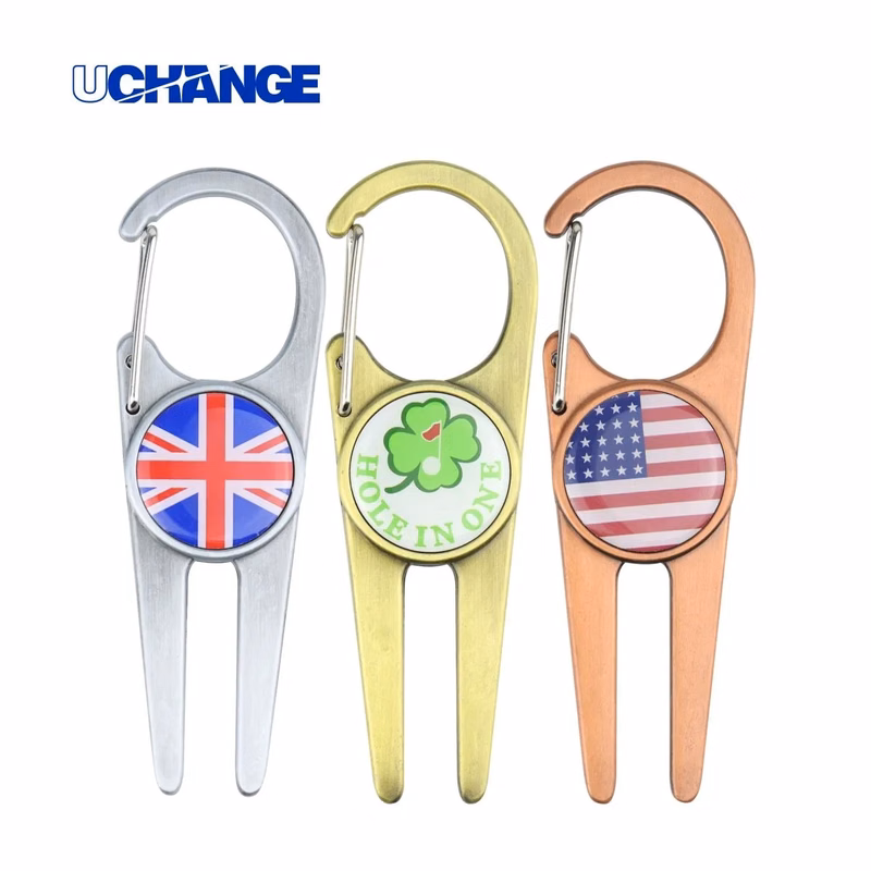 Carabiner Golf Divot Repair Tool With Magnetic Ball Marker