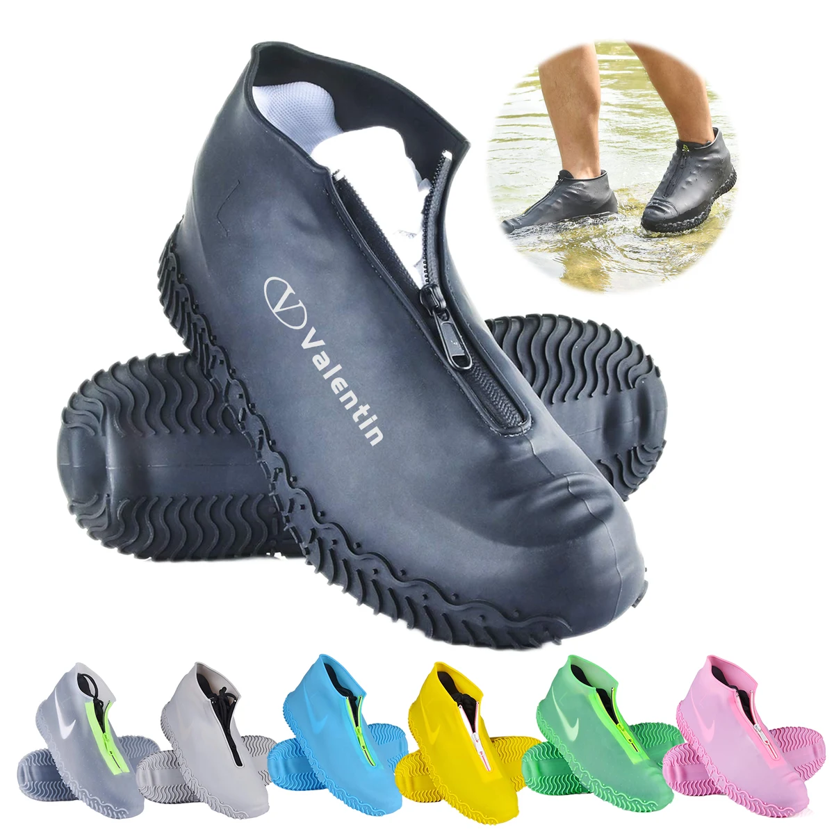 Silicone Waterproof Shoe Covers With Zipper 1