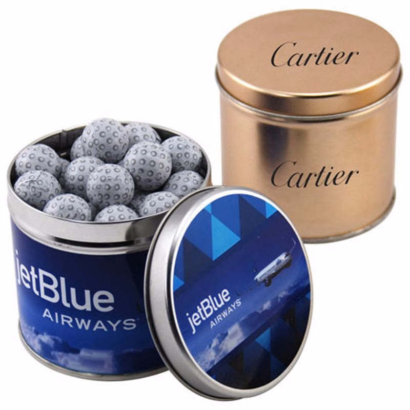 Round Tin with Chocolate Golf Balls