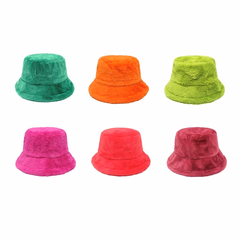 Fuzzy Sherpa Bucket Hat Faux Fur Teddy Fleece Fisherman Cap