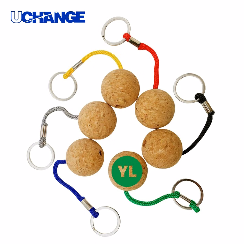 Floating Cork Wooden Keyring