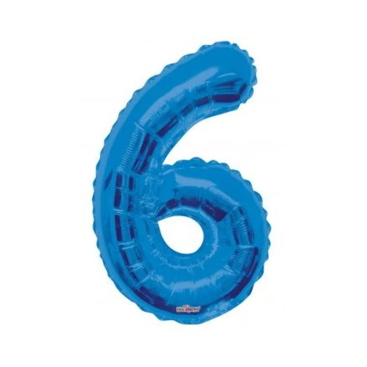 Mylar Number 6 Balloons - Blue 34" 1