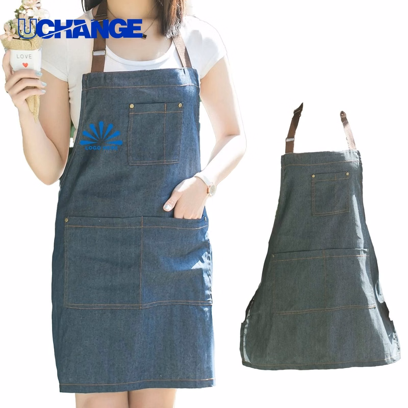 Denim Apron with Pockets Workwear