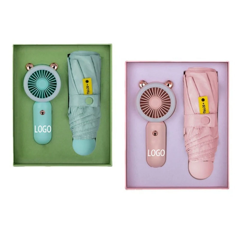 2-Piece Handheld Fan & Umbrella Gift Set 1