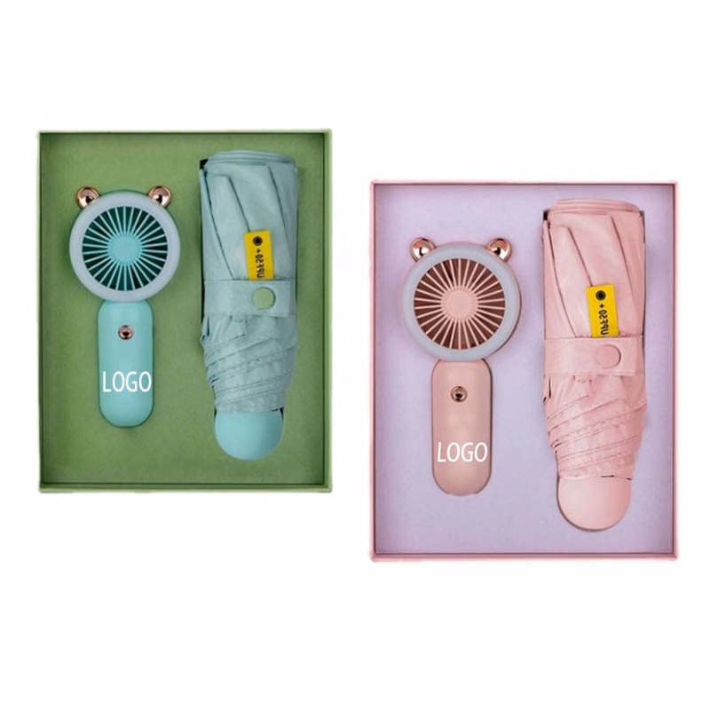 2-Piece Handheld Fan & Umbrella Gift Set