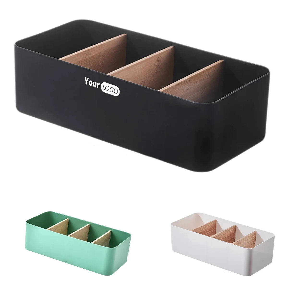 Plastic Rectangular 4-Compartment Tabletop Storage Box 1