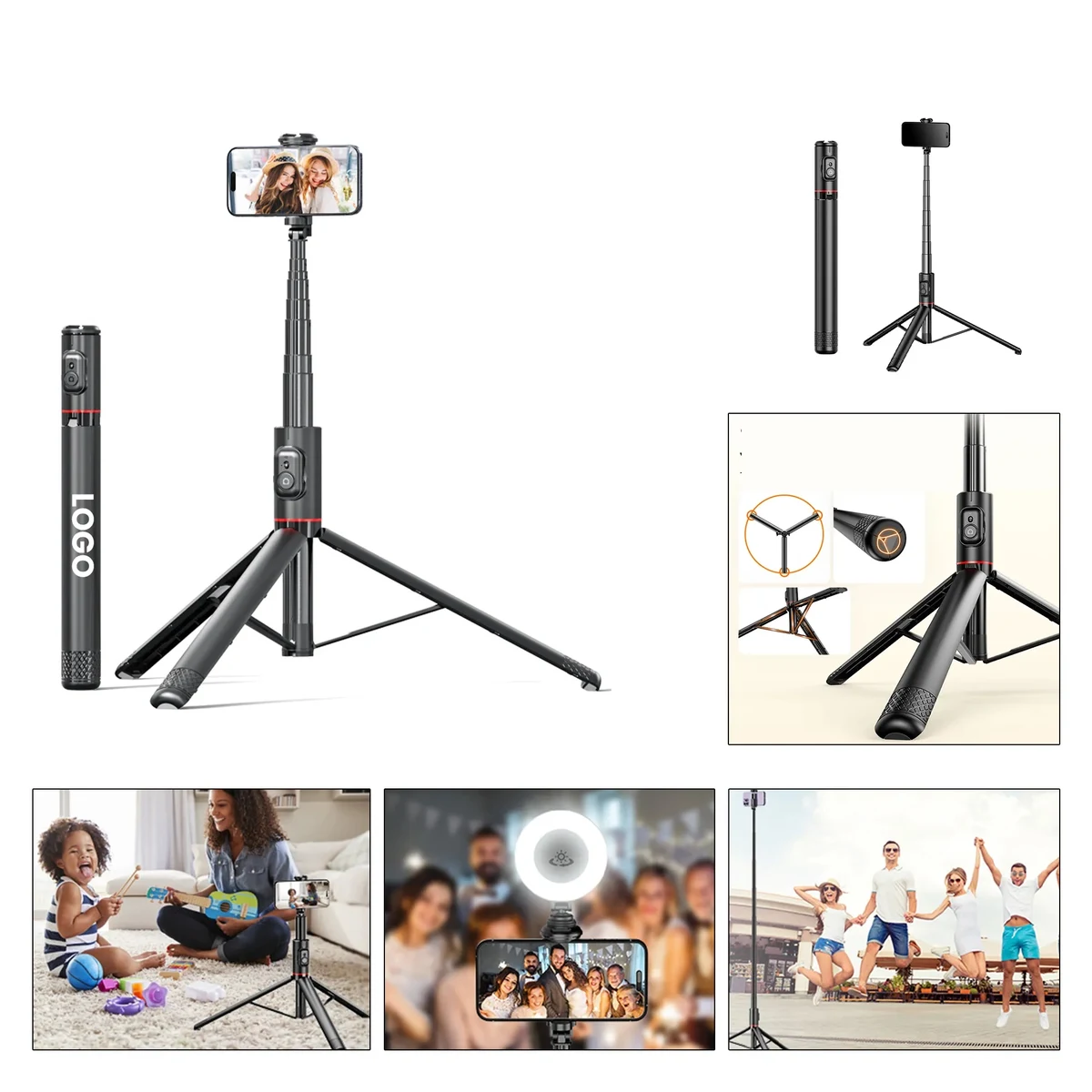 Bluetooth Selfie Stick with Hidden Tripod 1