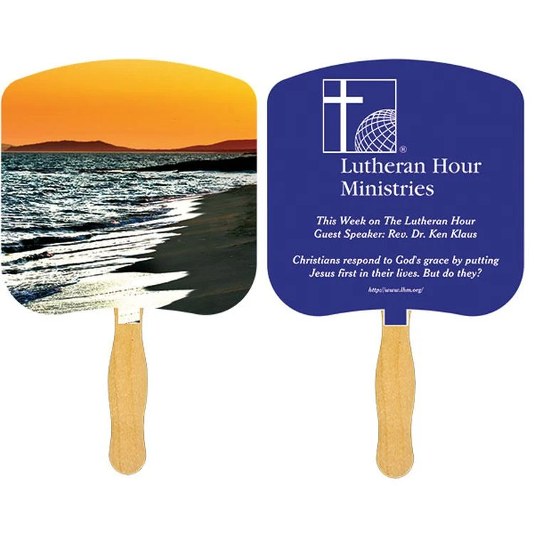 Religious Hand Fan/ Shoreline at Sunset 1