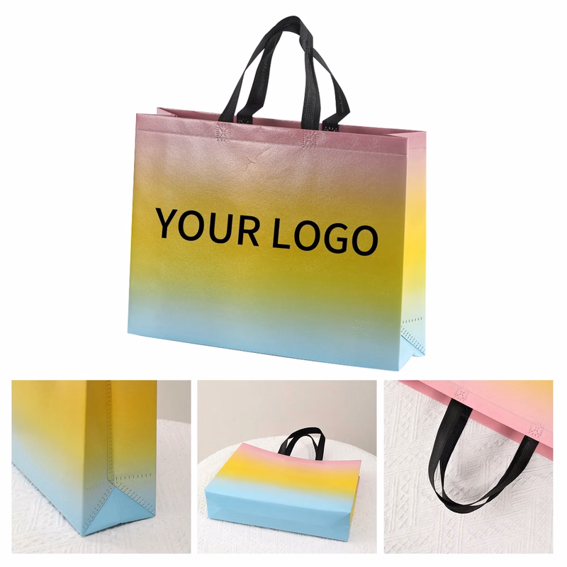 Tri Gradient Color Non-Woven Tote Shopping Bag