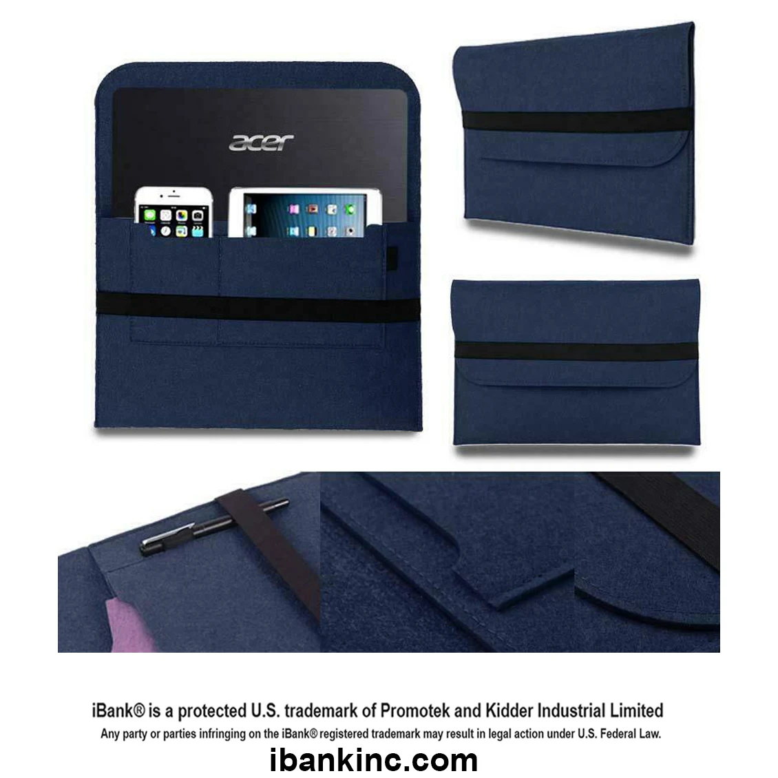 iBank ® 8-11 Inch Felt Case Fits with Tab S8/S9 11", iPad Pro 11 inch, iPad 10th Gen 10.9 1