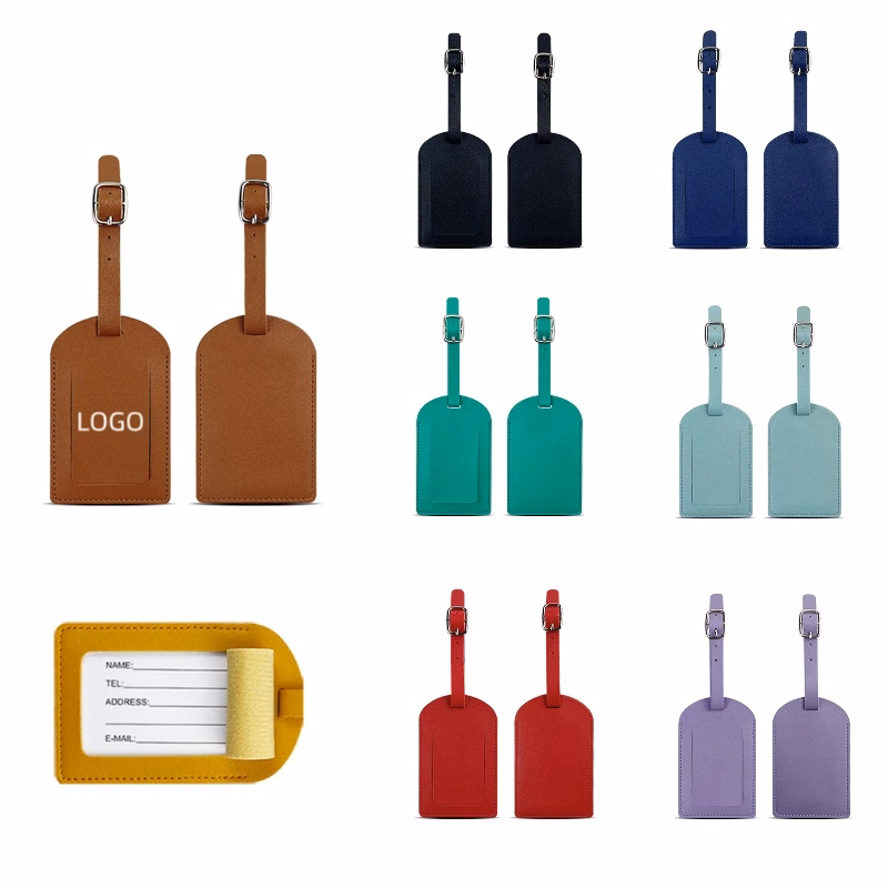 PU Leather Luggage Tag W/ Flip Open Window