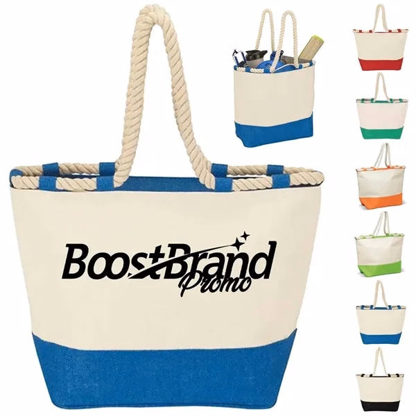Custom 20 Liter Canvas Beach Tote with Rope Handles — Summer Event Giveaway