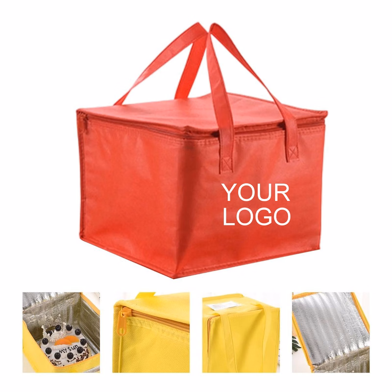 Insulated Lunch Bag 11" x 11" x 7.1" with Handles and Zipper, Customizable