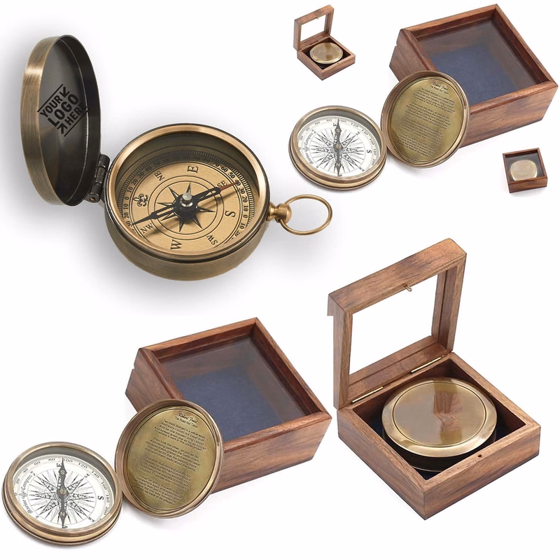 Famous Scripture Quote Engraved Baptism Gift Antique Nautical Vintage Directional Magnetic Compass