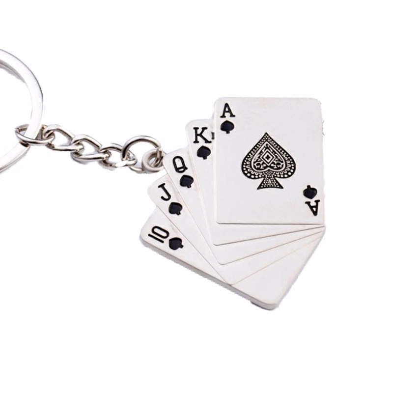 Flush Playing Cards Creative Key Chain