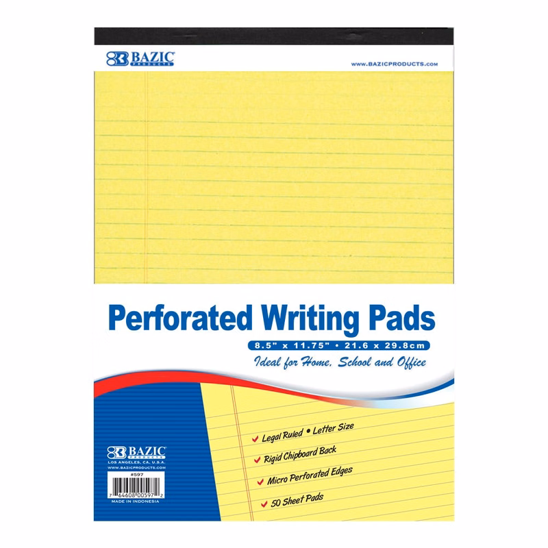 Canary Writing Pad - 50 Sheets Perforated 8.5" x 11.75"