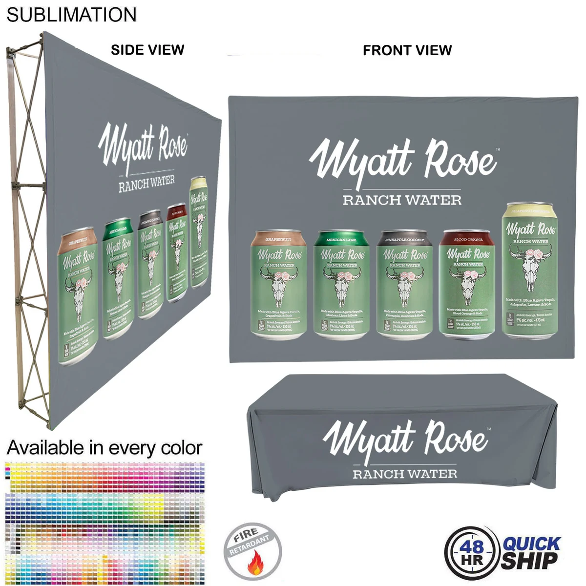 48Hr Quick Ship - Tradeshow booth package Ultra, 10' Straight Fabric Wall and Premium 8' tablecloth 1