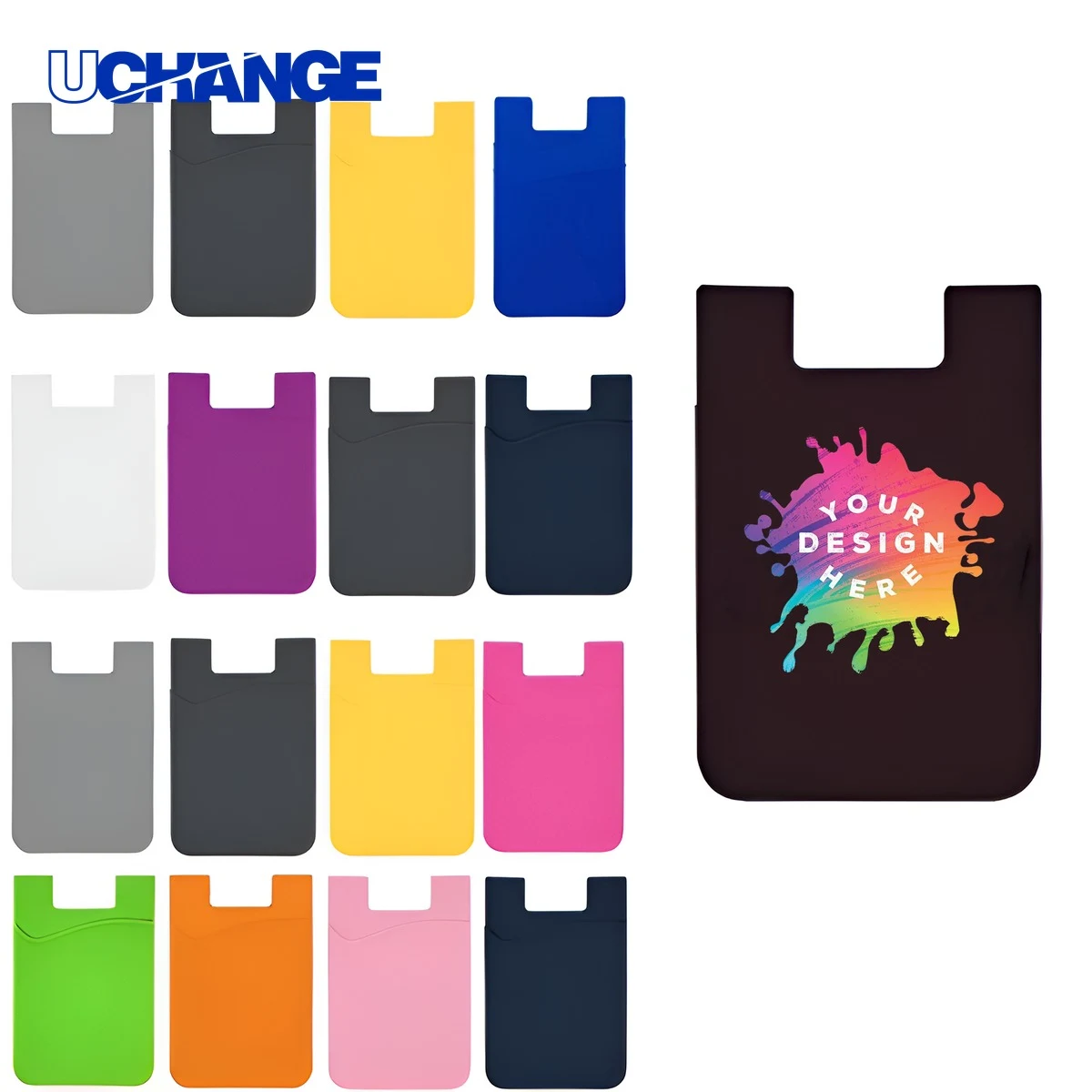 Silicone Stick On Phone Card Sleeve Holder 1