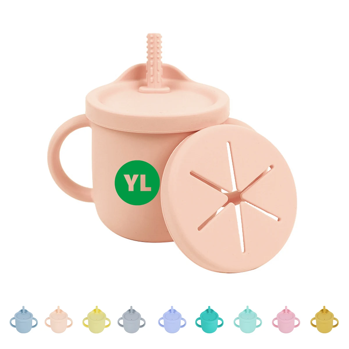 Food-Grade Straw Cup with Snack Holder for Toddlers 1