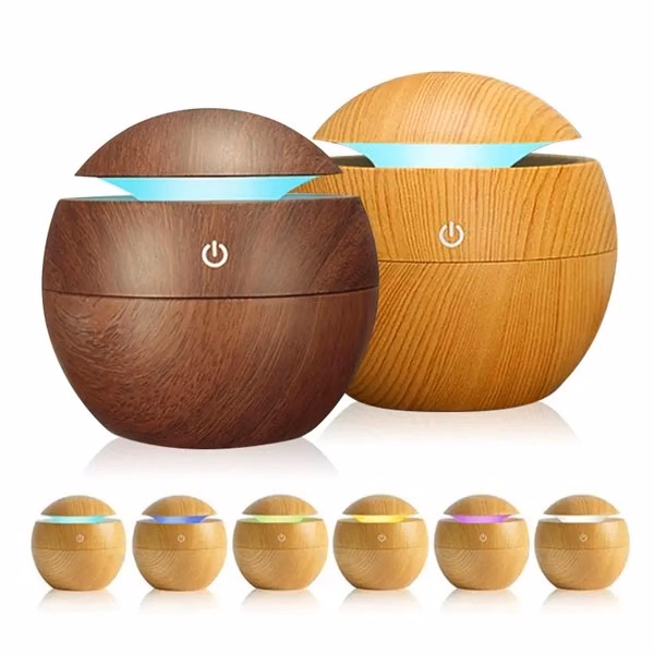 LED Light USB Wood Grain Air Humidifier