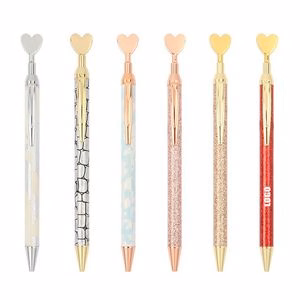 Glitter Heart Shaped Metal Pen