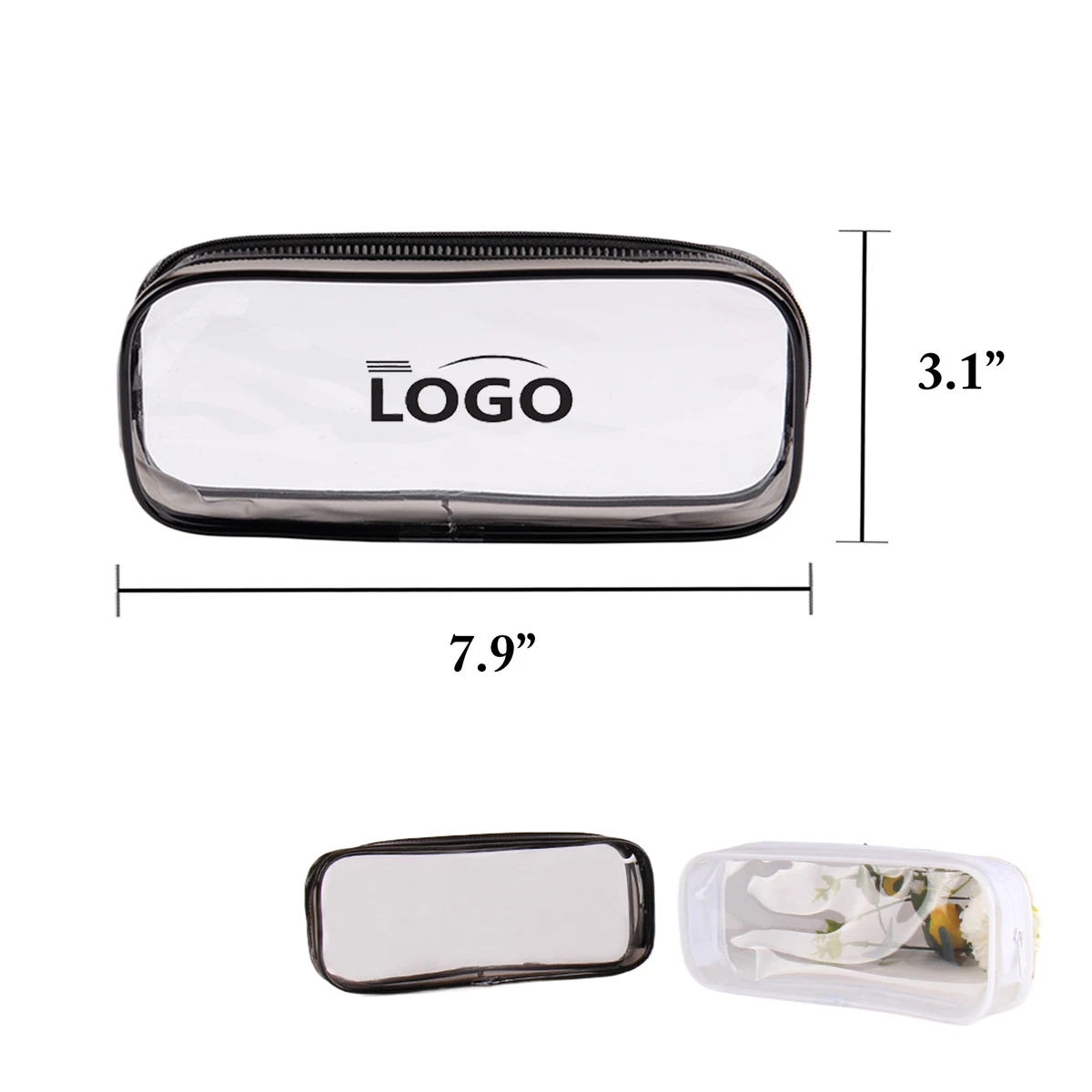 Clear PVC Zipper Cosmetic Pencil Case 1