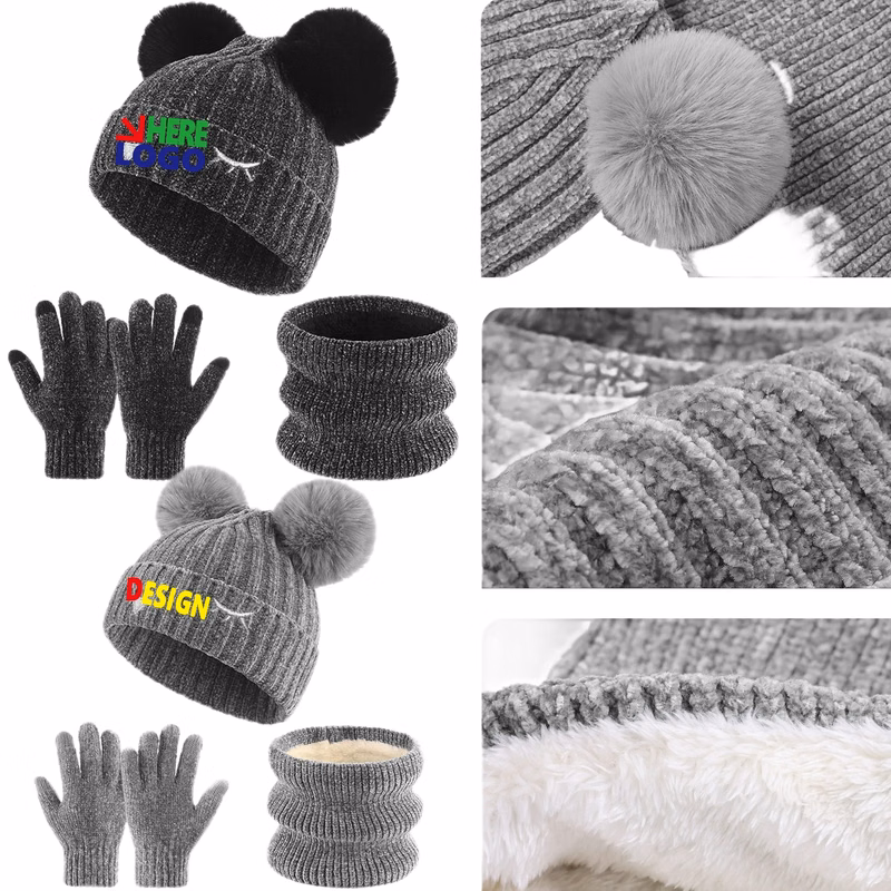 Winter Hat Gloves Scarf Set Girls Toddler Children