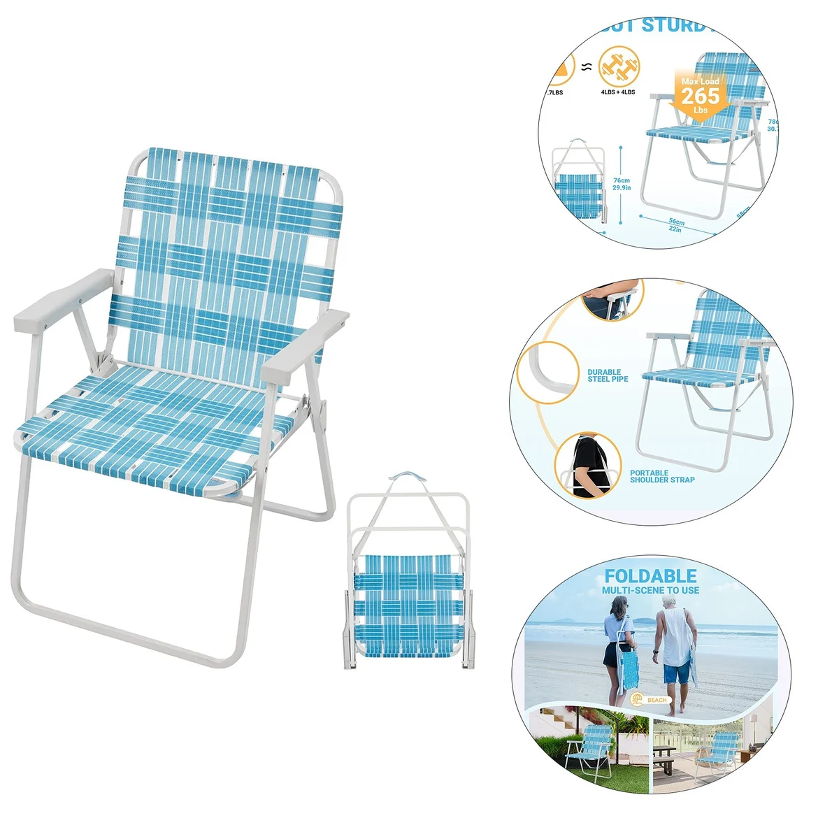 Folding Webbed Lawn Beach Chair 1