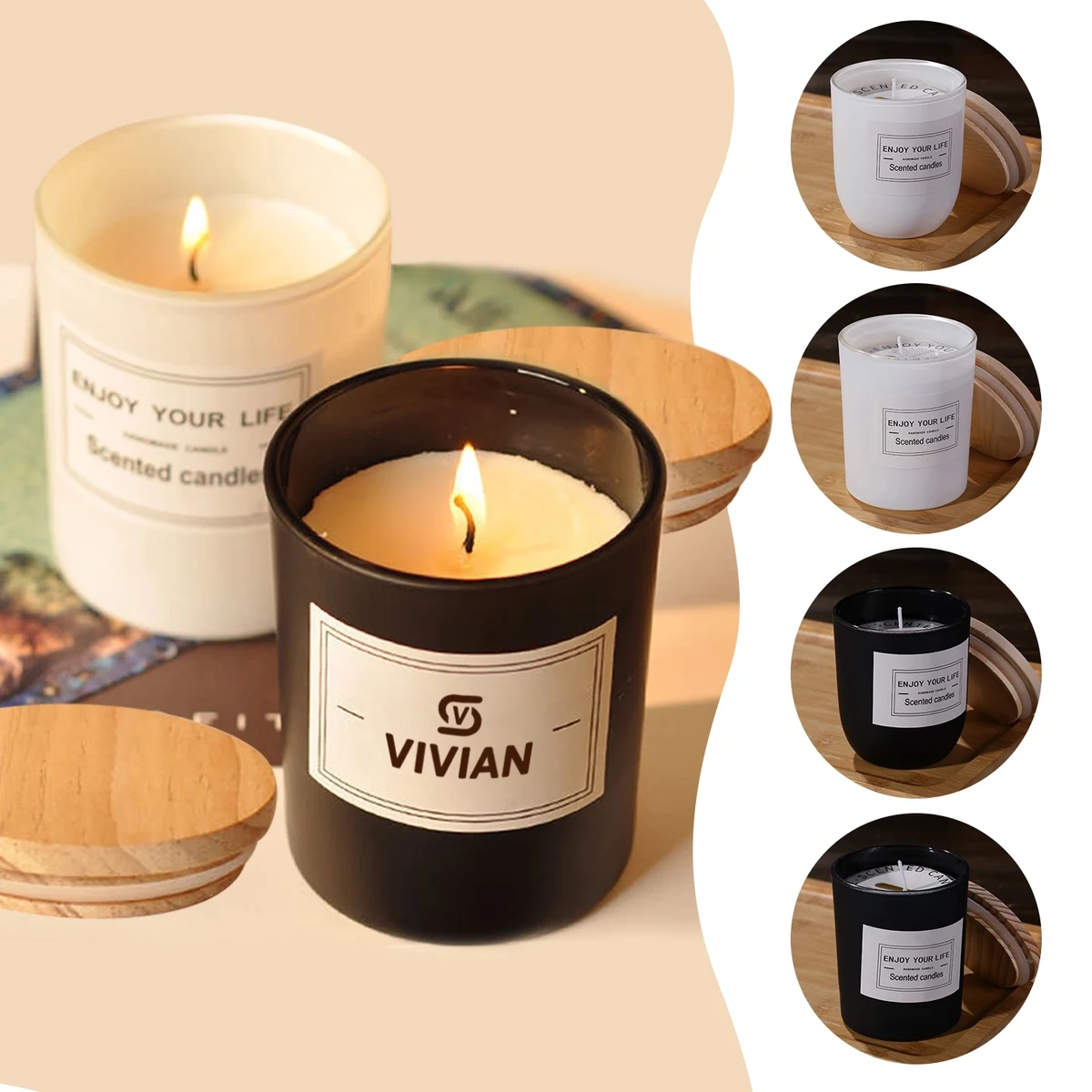 12 Oz Soy Wax Tumbler Scented Candle W/ Wood Lid 1