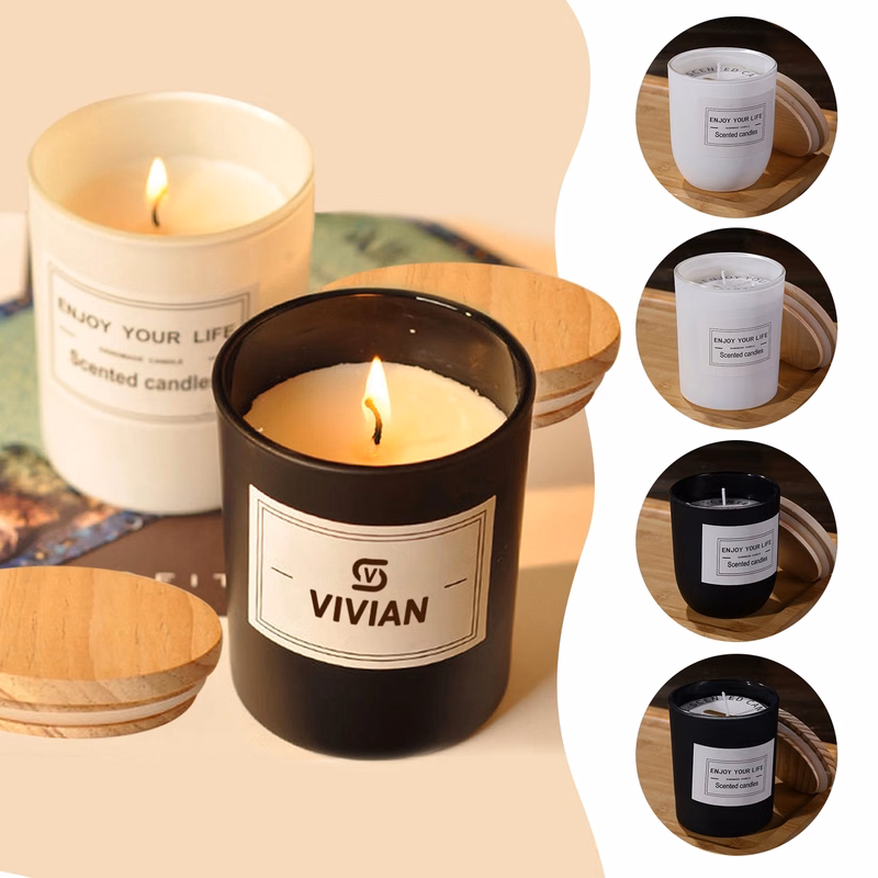 12 Oz Soy Wax Tumbler Scented Candle W/ Wood Lid