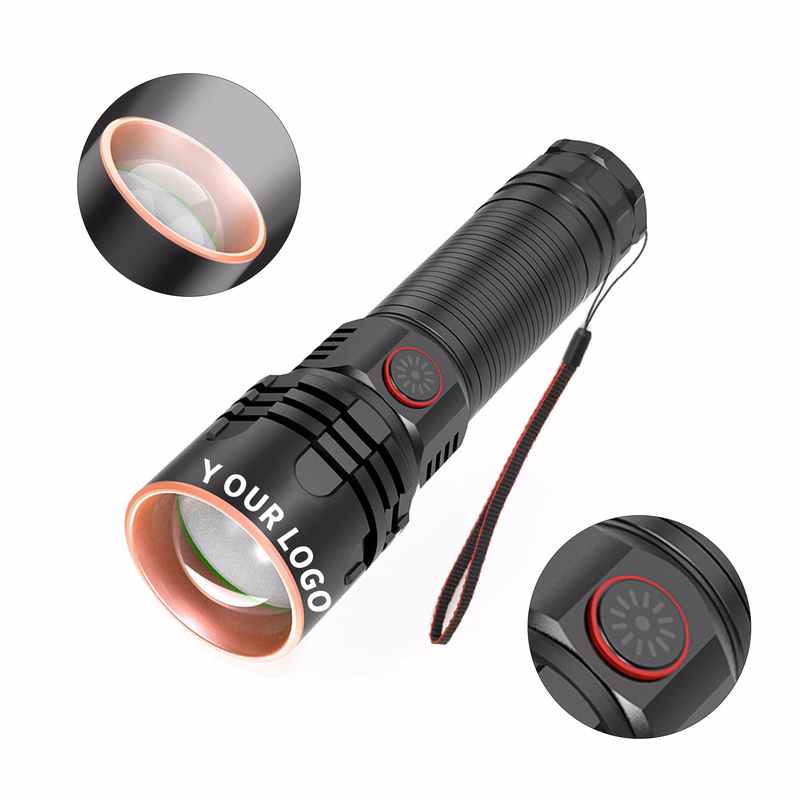 Aluminum Rechargeable Flashlight 5.94" with Zoom and Four Modes