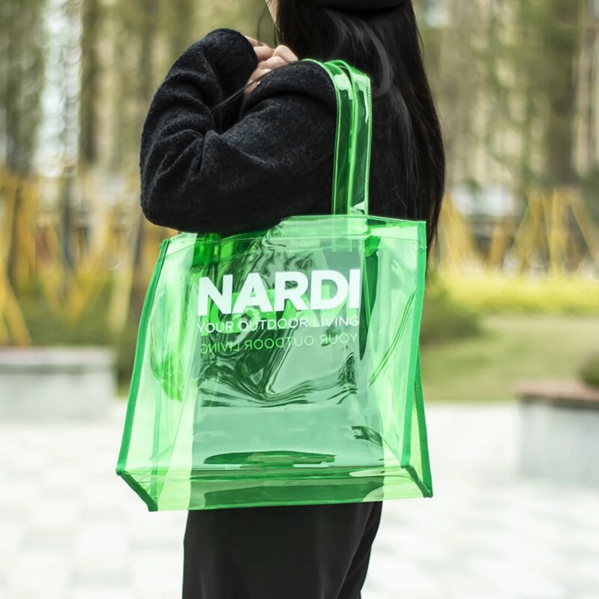 Clear Jelly Neon PVC Tote Handbag, custom tote bag with logo imprint 1