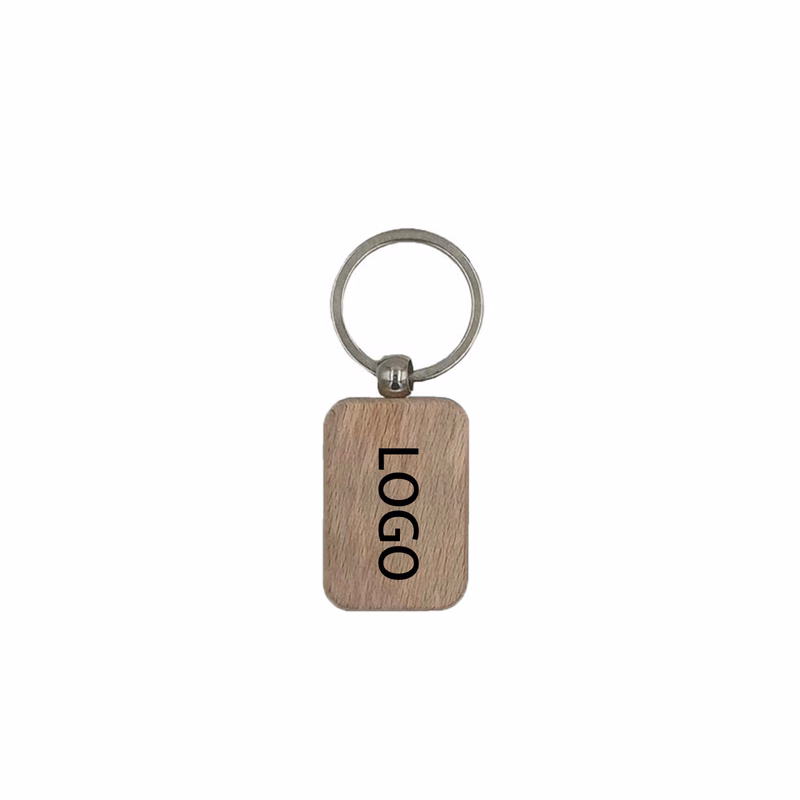Rectangular wooden key chain with rounded corners
