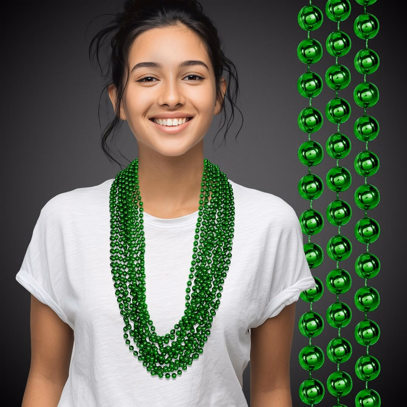 Green Metallic Beaded Necklace