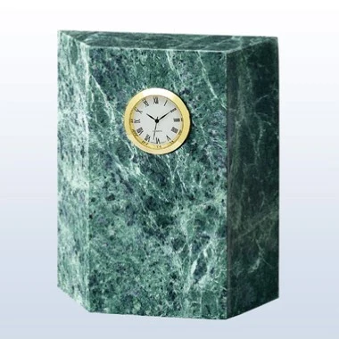 Green Marble Block Clock 1