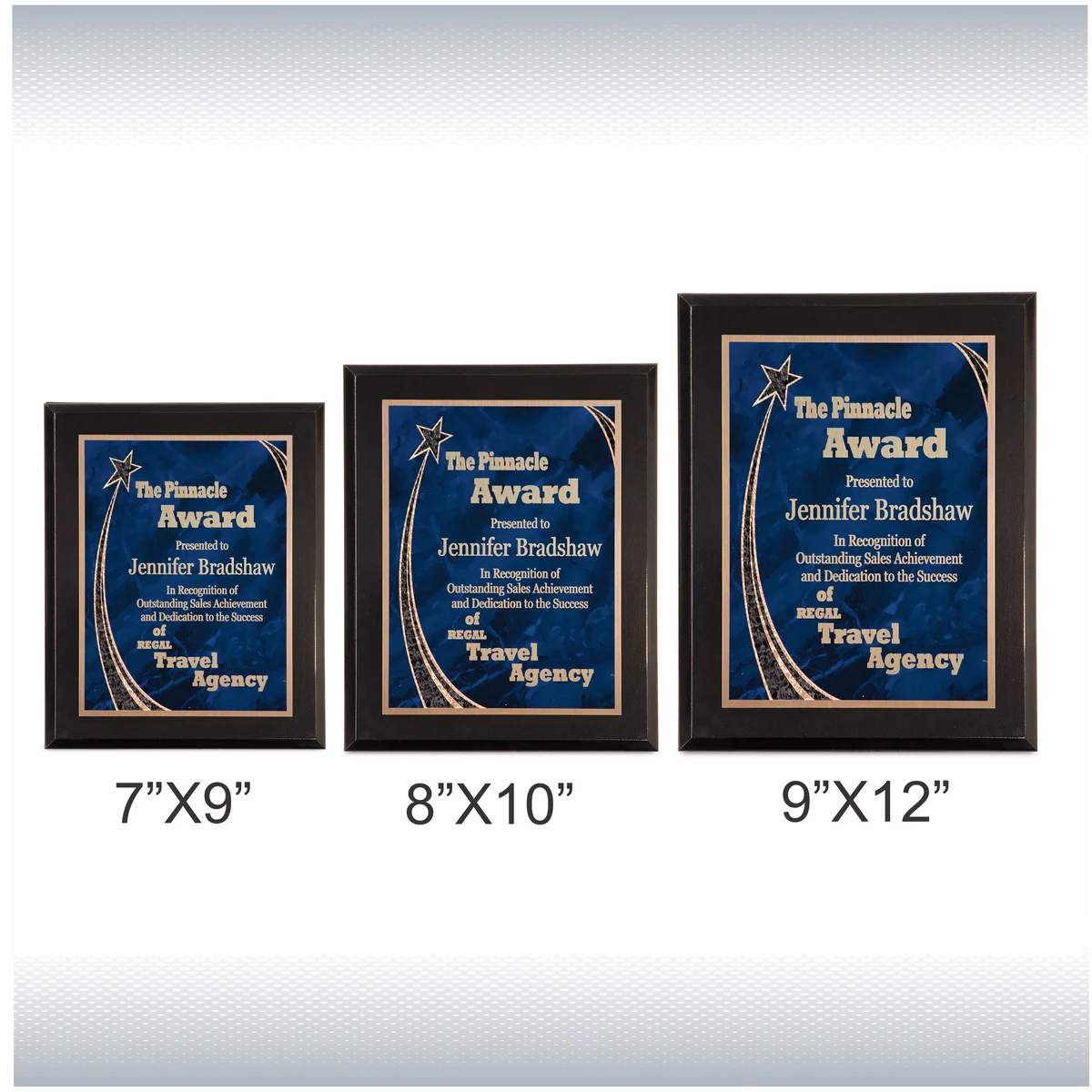 Premium Black Piano Finish Plaque w/ Blue Rising Star Plate 1