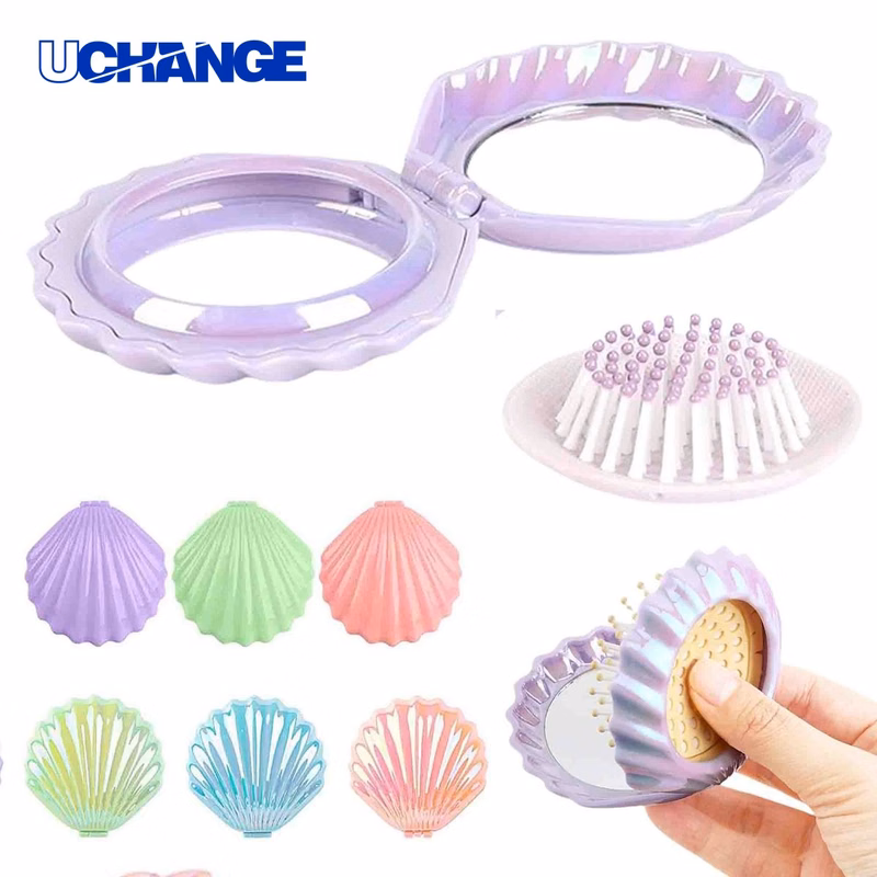 Travel Folding Hair Brush with Mirror Tool